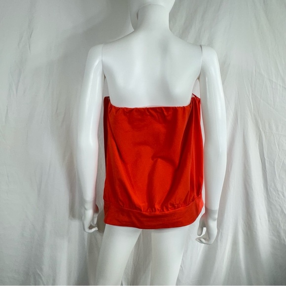 Women’s Reddish Orange Wrapped Summer Elastic Tube Top - Picture 3 of 6